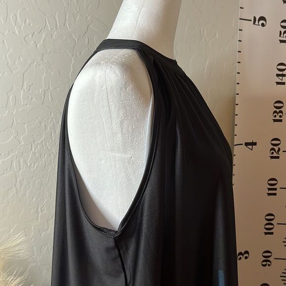LOVEU. DEAR black and blue mini dress/tunic bare shoulders high neckline size XL - Picture 6 of 11